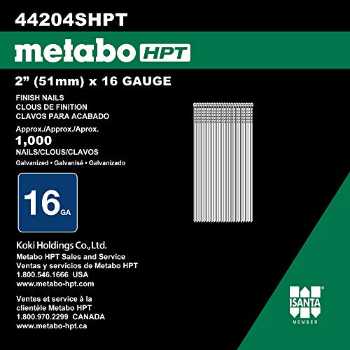 [Australia - AusPower] - Metabo HPT Finish Nails | 2 Inch x 16 Gauge | Straight | 1,000 Count | 44204SHPT 2" x 16 GA EG 