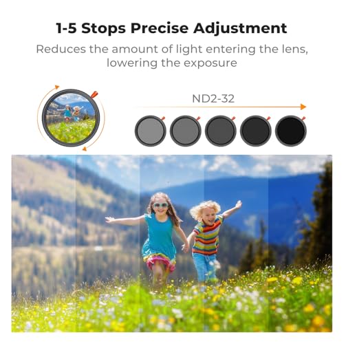 K&F CONCEPT 46mm Black Diffusion 1/4 & Variable ND2-32 & Polarizing-in 1