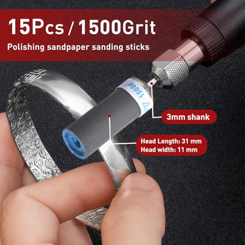 Sanding Drum Sanding Sticks Fit Dremel Rotary Tool,15PCS 1500 Grit