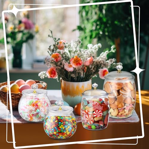 Nuogo 4 Pcs Plastic Candy Jars with Lid Unbreakable,Stylish,30/42/64 oz 30/42/64 oz Stylish