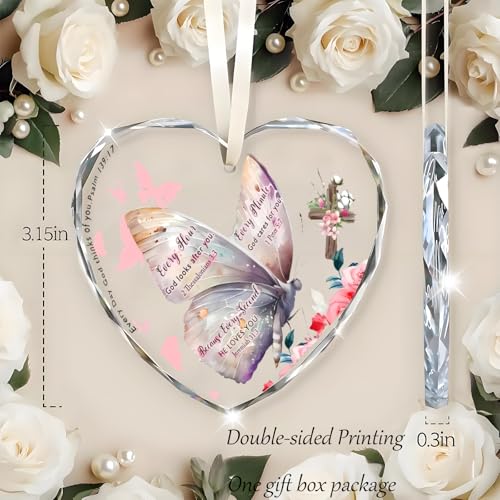 Glass Christian Gifts for Women Inspirational Gifts with Bible Verse Prayers Religious Gift Scripture for Women Men Friends Mom Valentines Birthday Gift Butterfly-c