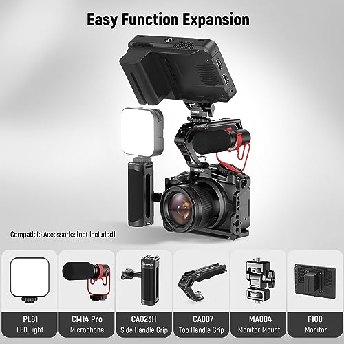 NEEWER R50 Camera Cage Compatible with Canon EOS R50, Aluminum Video Rig with NATO Rail, 1/4" Threads, 3/8" ARRI Holes, Cold Shoe, Anti Twist, Compatible with DJI Gimbals Arca Type QR System, CA031