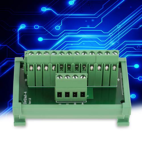 FTVOGUE DIN Rail Power Distribution Module, 12-Pin 80 x 50 mm | Double Copper, Screw Terminals, Fiberglass, for Industrial Electronics and Automation