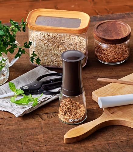 Kyocera CM-20C SF Seed Grinder with Ceramic Grinder, Adjustable coarse to fine, Glass Container, Brown
