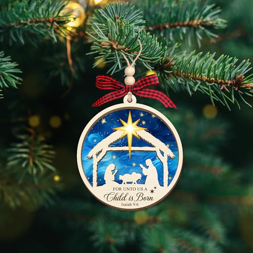 HEXMOZ Nativity Scene Ornaments - Catholic Religious Gifts for Women, Men Nativity Scene 1