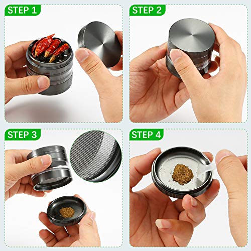 Grinder, 2.4 Inch 4 Piece Grinder– Includes Stainless Steel Screen,Pollen Scraper (Gunmetal) 2.48 inches