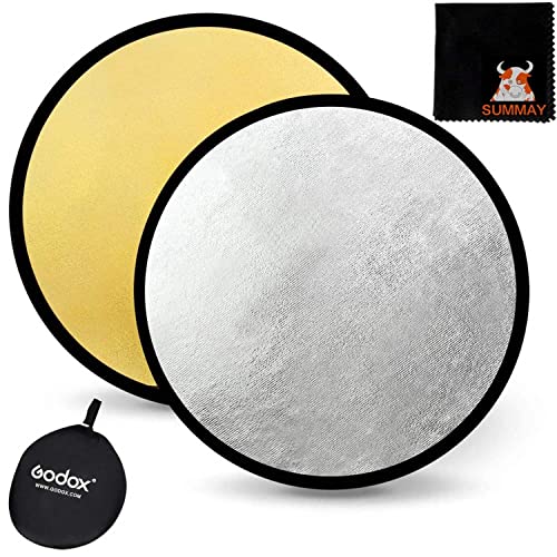 GODOX 43" 110cm 2-in-1 Collapsible Round Portable Disc Light Reflector with Bag for Studio and Photography - Gold, Silver