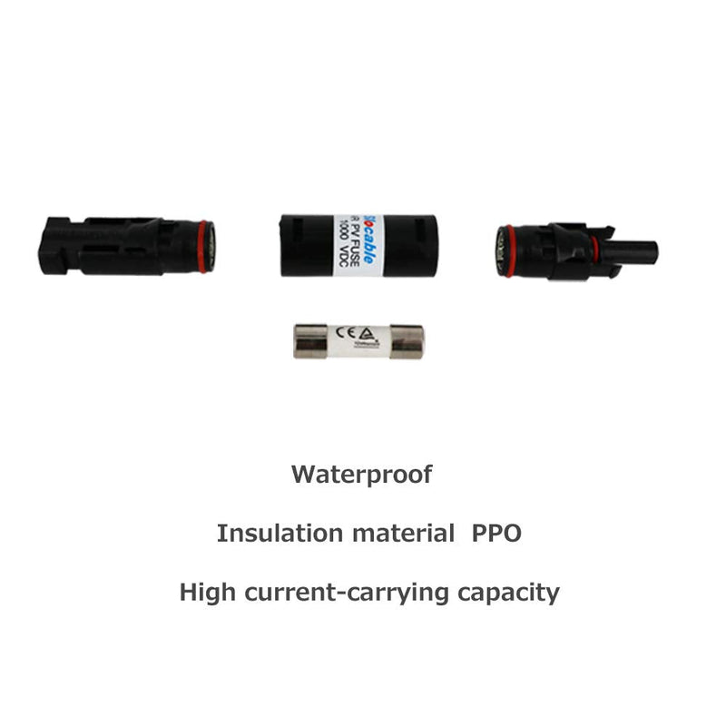 [Australia - AusPower] - Renogy 15A Male and Female Connector Waterproof in-Line Fuse Holder w/Fuse, Black 15 A (Pack of 1) 