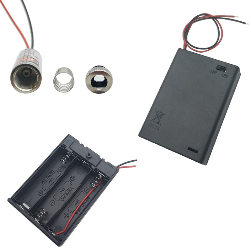 [Australia - AusPower] - CTRICALVER Pack of 2 Round Laser 650 nm Focusable Laser Module Round Laser Focus Adjustable Laser Round Red 3-5 V with Plastic Lens + 2 x AA Battery Holder 