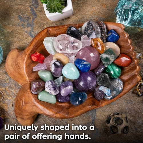 Wooden Hands Bowl, Crystal Display, Rock Display, Natural, Large L