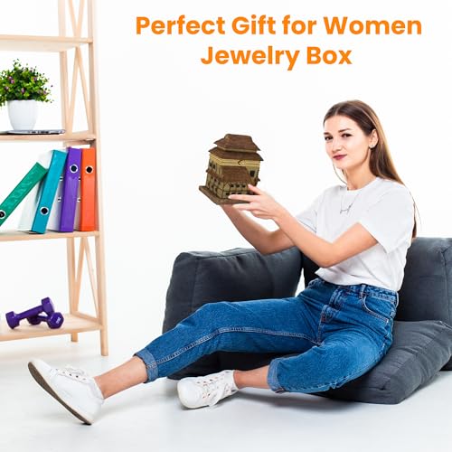Majestic Giftware Musical Jewelry Box for Women (RM-UR-99055-M) | 5x3x4 Wooden Jewelry Case & Organizer With Design of Synagogue | Ideal Jewelry Organizer for Gifts & Keepsakes Brown - RM-UR-99055-M 5x3x4"