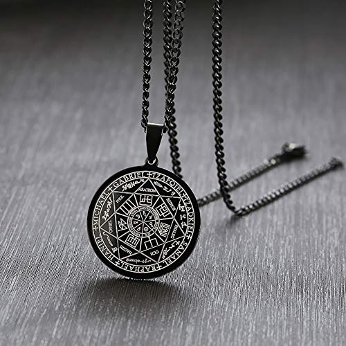 VNOX Seals of The Seven Archangels Pendant/Metatron’s Cub/Saint Michael Statement Necklace Talisman Pendant Amulet Jewelry, 1.2 inches x 2.1 inches, Stainless Steel, Lava Stone