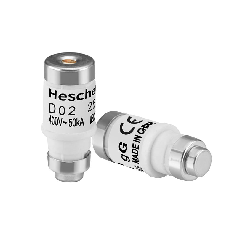 [Australia - AusPower] - Heschen Ceramic Neozed Fuse Inserts, D0 Type Fuse Insert, D02, 25A 400VAC, gL/gG Type, Pack of 10 