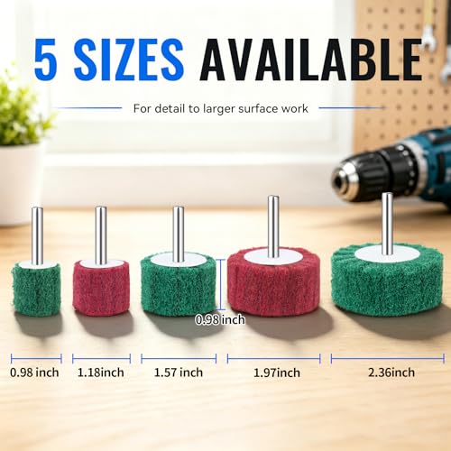 MASONTOOL 10-piece abrasive buffing and polishing wheel kit for drills, shown in assorted colors and sizes