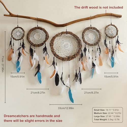 Artilady Dream Catchers Rattan Wall Decor, Boho Native Americn & Crystal Blue Mix