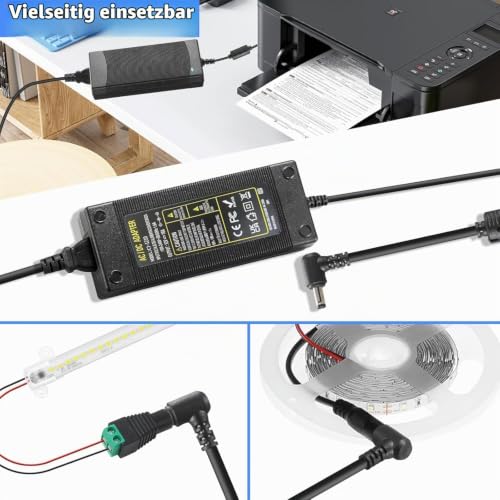 12V 10A Power Supply Adapter, AC 100-240V to DC 12V 10A 120W Voltage Converter Power Adapter Converter LED Transformer Power Supply 5.5 mm x 2.5/2.1 mm Plug for LED Strip CCTV Camera