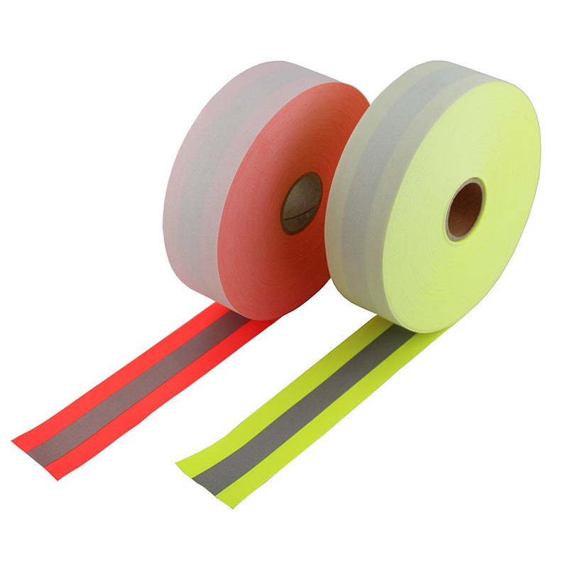 2" x 16' High Visibility Fluorescent Yellow Reflective Flame Fire Retardant FR Fabric Tape Sew on 50mmx5m