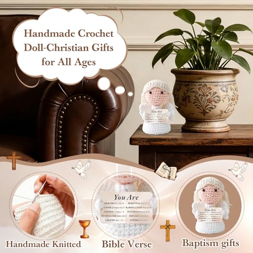 Baptism Gifts for Adult Women, Crochet Angel Gift for Women Friend religious gift