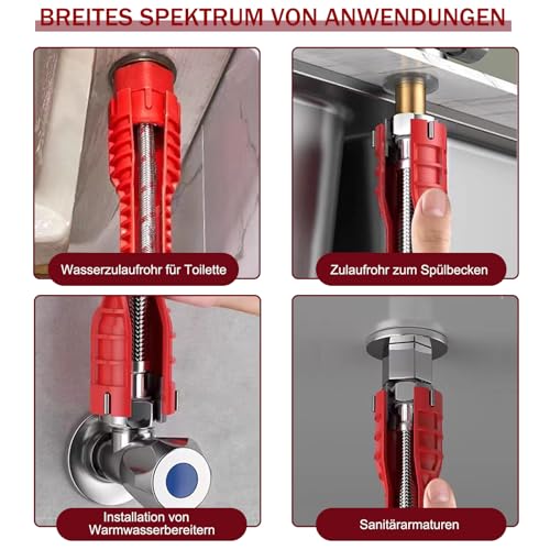Tap Wrench, 14 in 1 Sink Key, Stand Tap Nut Wrench | Multifunctional sink wrench for sink toilet bowl sink kitchen sanitary