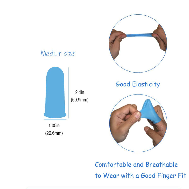 [Australia - AusPower] - Medium Disposable Nitrile Finger Cots, Anti-Static Non-allergenic Finger Protectors,Suitable for Beauty, Cleaning, Massage,Electronic Repair 100 pcs (Blue) Blue 