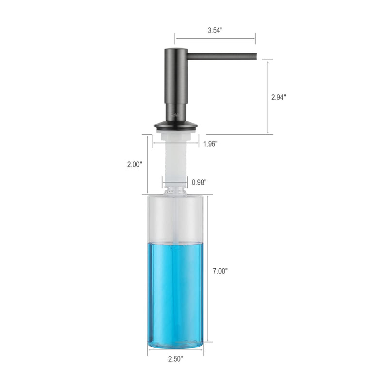 AguaStella ASF026GS Bulit in Dispenser Grey Stainless for Kitchen Sink with Soap Bottle Countertop Pump