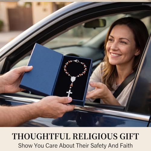Steering Wheel Rosary Charm - Car Rosary Steering Wheel Charm wooden