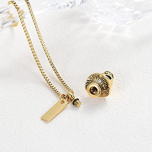 Skull Urn Necklace for Ashes for Human Pet Stainless Steel Pendant Gold
