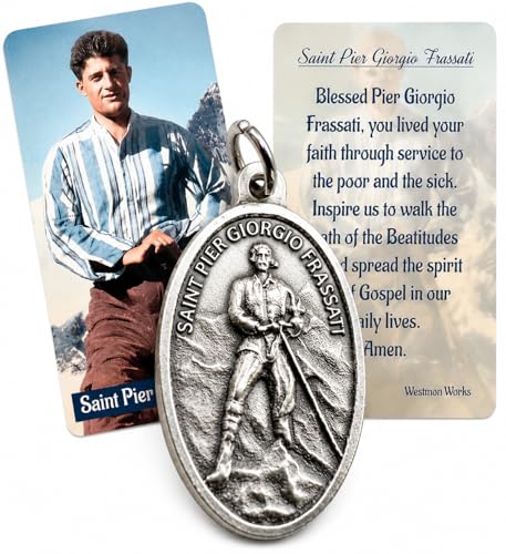 St Pier Giorgio Frassati Medal Italian Metal Patron Youth USA Made Card