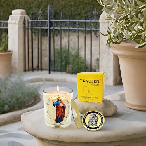 Sacred Heart of Jesus Soy Prayer Unscented Candle 50H with Warmer Ring The Sacred Heart of Jesus