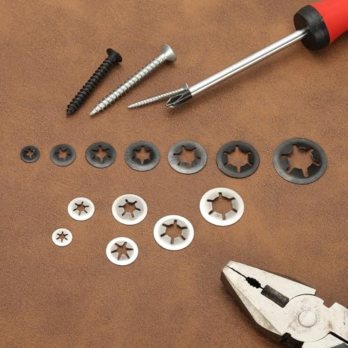 PATIKIL M10 star internal tooth lock washers, 304 stainless steel push-on retaining clips, silver, 150 pieces