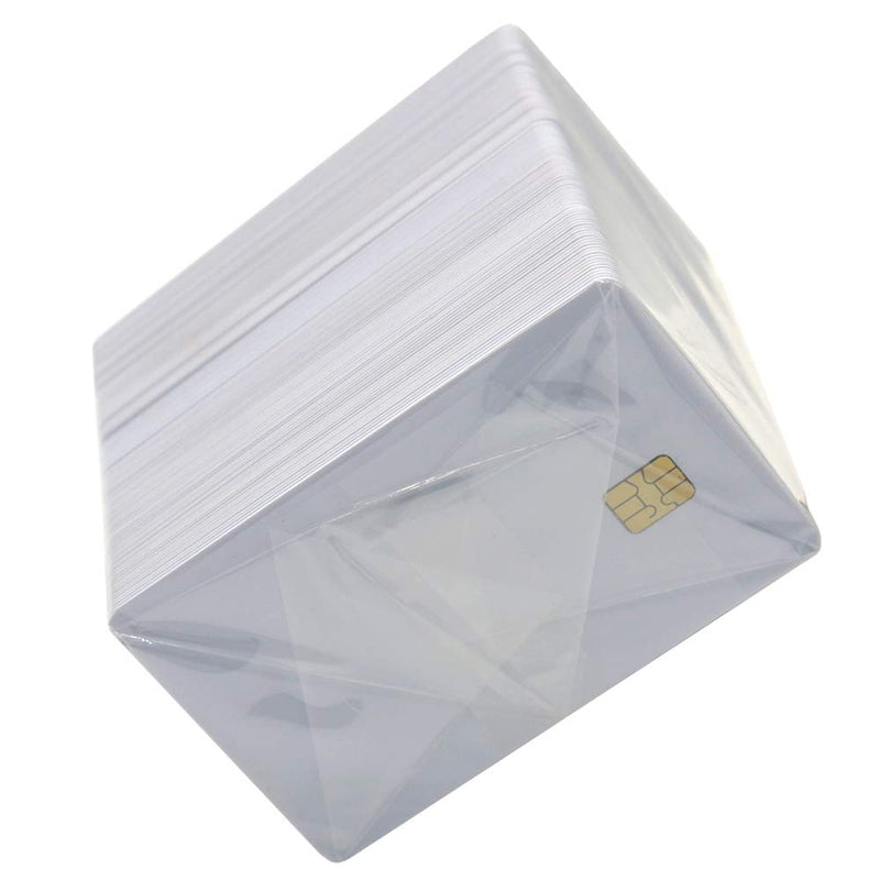 100 Pack ISO PVC Card with SLE4442 Chip Blank Smart intelligent Card Contact IC Card Safe White Key Card for Access Control No Printing 100 pcs