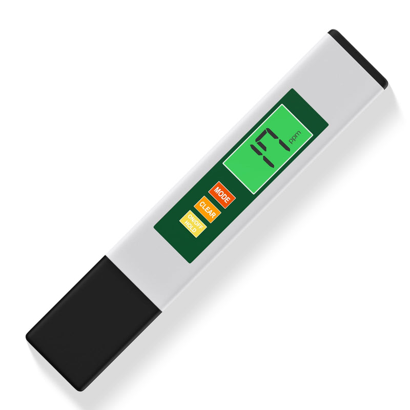 [Australia - AusPower] - TDS Water Tester, 4 in 1 TDS Meter Digital Water Tester for Drinking Water, Professional 0-9990ppm PPM EC & Temp Water TDS Meter for Home & Travel Regular Water Quality Testing White & Green 6 in 6 inches 