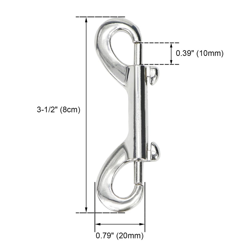Metal Double Ended Bolt Snap Trigger Chain Diving Clips for Water Bucket Pet Feed Bucket Agricultural Equine Home Dog Leash Garage Use (3-1/2" (8cm), 20 Pack) 3-1/2" (8cm)
