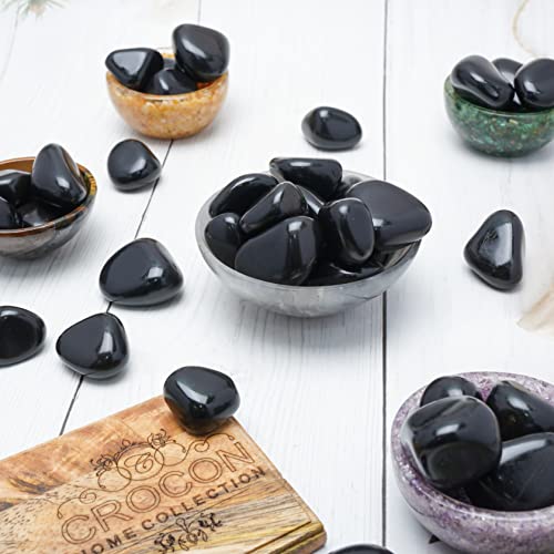 Crocon Stones and Crystals Bulk 2000+ Carats Natural Crystal Kit for Reiki Healing Crystal Polished, Tumble Stones, Chakra Balancing, Gift, Home Decor Size Black Tourmaline Tumble 1 Pound