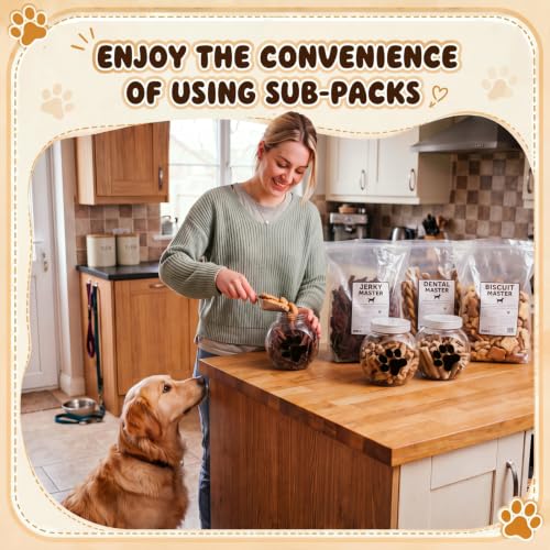 Sunnyray 6 Pack 51oz Plastic Dog Treat Jars with Lids & Paw Stickers, Clear