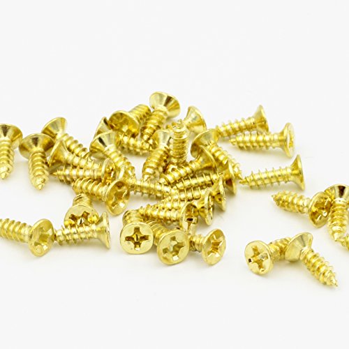 Shitong brass countersunk head wood screw assortment kit, 500-piece pack, gold finish