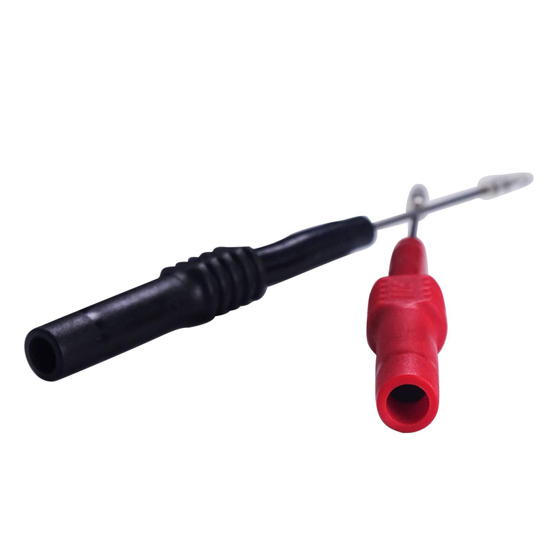 [Australia - AusPower] - 4pcs Soft PVC Flexible Non-Destructive Back Piercing Probe Kit Nickel Plating Needle Pin PA Insulation for Multimeter Test Cables Testing Red/Black 