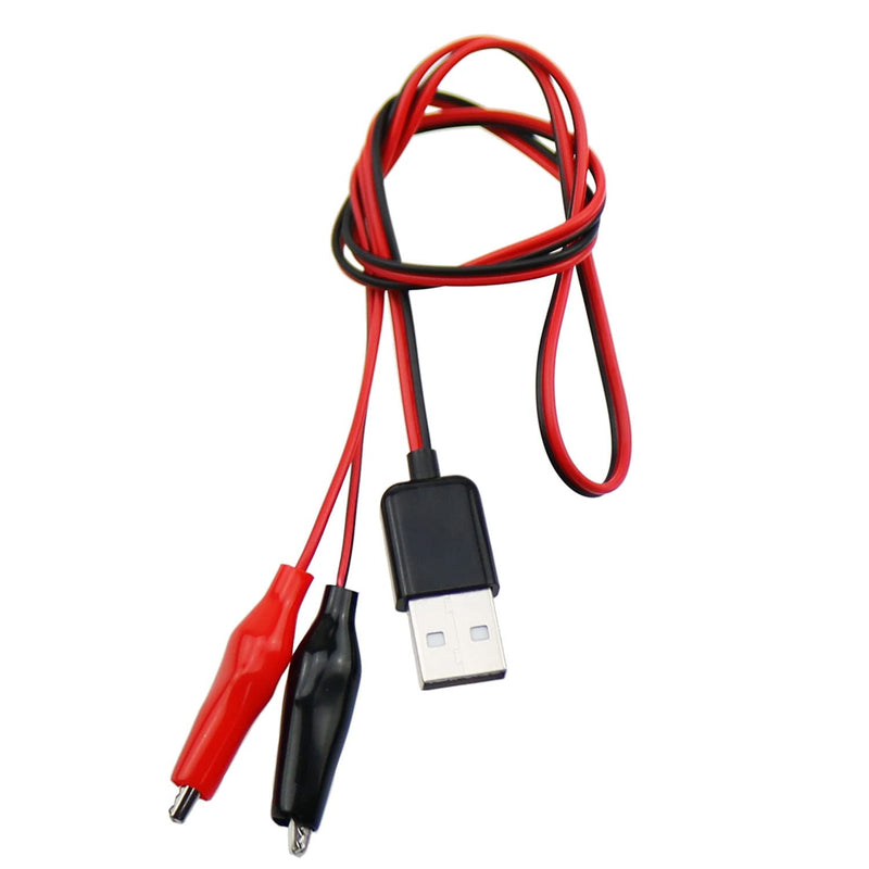 [Australia - AusPower] - Crocodile Clamps Test Wire ZZHXSM 50cm/19.69inch Double Alligator Clips to USB Male Connector Cable Copper Test Lead for Testing Circuit, Copper Alligator Clip Test Lead with Male USB Connector 