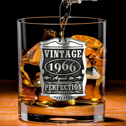 English Pewter Company Vintage Years 1966 60th Birthday or Anniversary Old Fashioned Whisky Rocks Glass Tumbler - Unique Gift Idea For Men [VIN002]