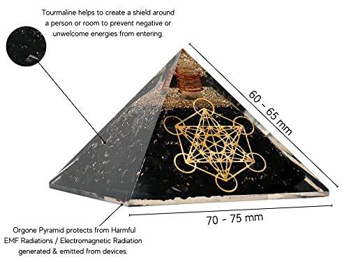 Large Orgone Pyramid of Shungite Stones | Shungite Pyramid Crystal | Metatron Cube Orgonite Pyramid | Organ Pyramids Positive Energy Healing