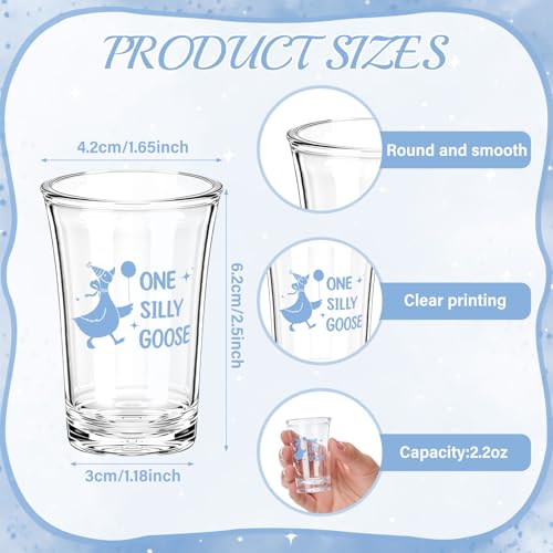 Vesici 50 Sets Silly Goose Party Favors for Guests Include Baby Shower Shot Glass and Card Organza Bag for Birthday Baby Shower Goose Party Supplies (Blue) Blue
