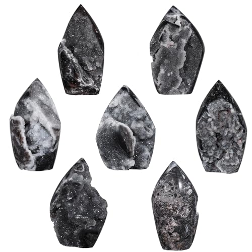 mookaitedecor Natural Sphalerite Geode Tower Crystal Cluster Specimen 0.44-0.66 Pound Black
