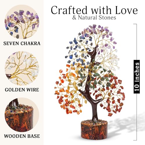 YATSKIA 7 Chakra Tree Of Life, Crystal And Gemstones, Birthday Gifts For Women, Decorative Home Accessories, Living Room Decor, Crystal Gifts For Women Seven Chakra