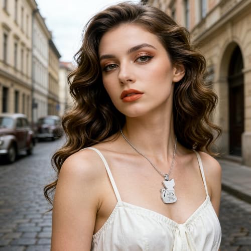 zeqingjw Cat Cremation Jewelry Urn Necklace for Ashes for Pet Loss,Funeral Ashes Keepsake Pendant Memorial Jewellery for Women Men Silver