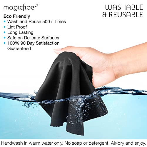 MagicFiber 14 PK - 12 Household Microfiber Cleaning Cloths + 2 Glasses Microfiber Cleaning Cloths - Premium Kitchen Towels and Glasses Wipes