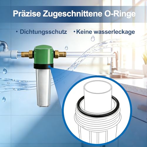 Water Filter Replacement Candles Set, 2 Replacement Filters 80 µm with O-Ring, Compatible with Grünbeck Geno Fine Filter FS 1, Environmentally Friendly Wool Felt for Domestic Water Filter White 2 pieces (2 packs of 1)