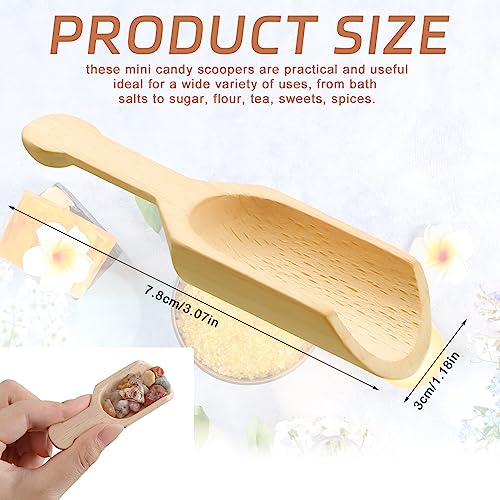 Dandat 100 Pack Mini Wooden Spoons for Jars Small Bath Salt Bamboo Spoons Bulk Small Scoop Mini Scooper Wooden Candy Spoon Washing Powder for Sugar Scrubs, Bath Salts, Cooking