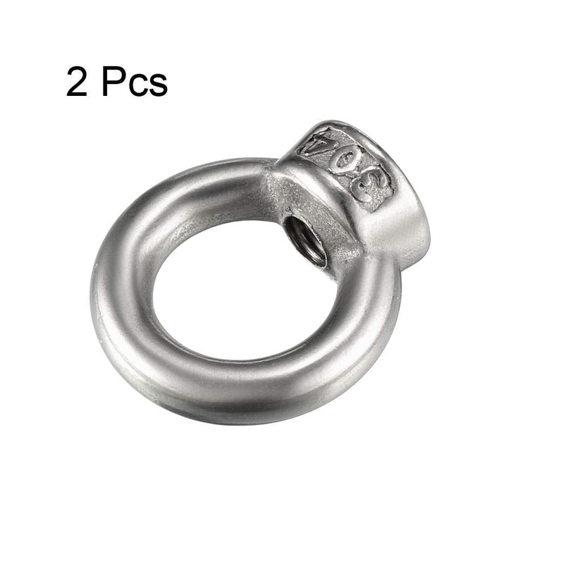 [Australia - AusPower] - uxcell Lifting Eye Nut M6 Female Thread 304 Stainless Steel Round Shape for Rope Fitting Pack of 2 