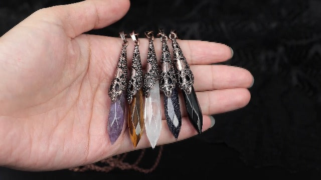 Rockcloud Crystal Stone Dowsing Pendulum Chakra Crystal Point Pendulum Clear Rock Crystal Stone