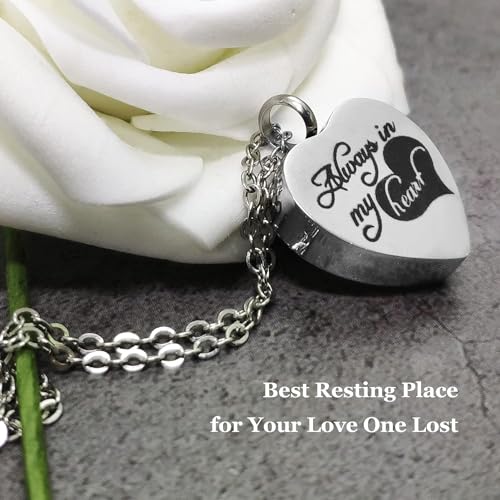 Small Keepsake Urns Comes with Heart Box w/Light (Battery Replaceable)- Best Memorial Gifts for Loss of Loved One - Mini Cremation Urn w/Urn Necklace - Miniature Ashes Holder Tiny Sharing Token Urn Blue